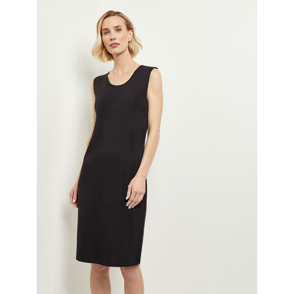 Misook Petite Solid Black Sleeveless Knit Scoop Neck Sheath Dress Size Small
